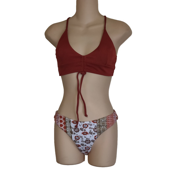 Zaful Other - Zaful Bikini Swimsuit Sz S 4 NWT Strappy Back 2 Piece Rust, Brown,White NEW